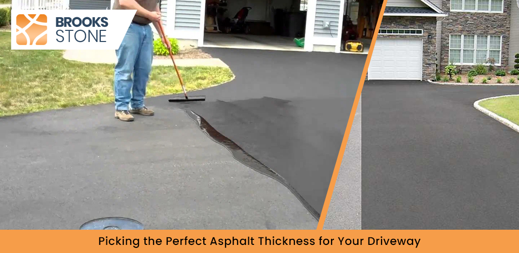 Workers repairing asphalt paving to maintain proper driveway thickness